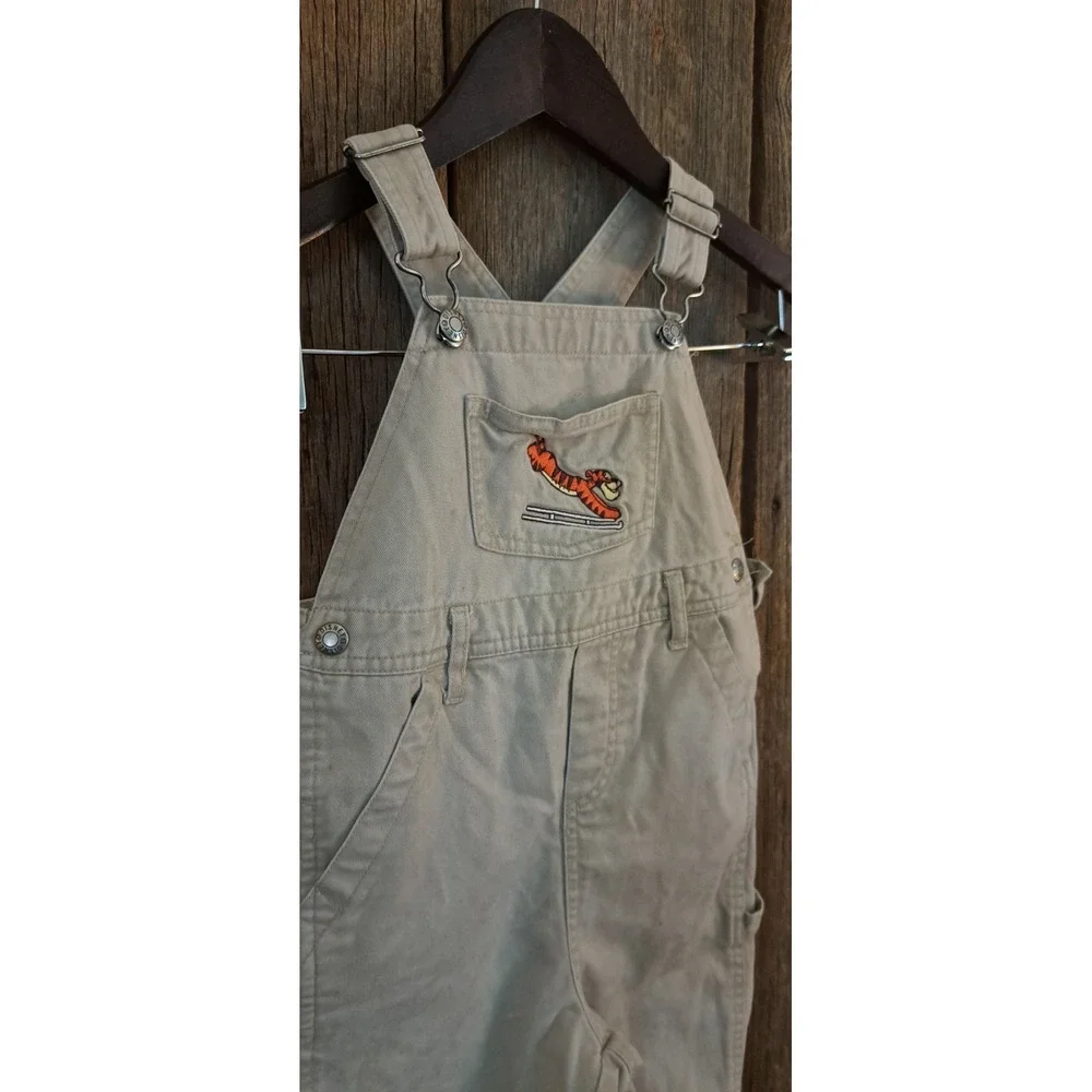 Vintage Disney 2001 Y2k Tigger Utility Kidcore Gorpcore Khaki Overalls Kid 3t 4t
